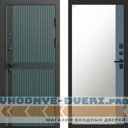 Входная дверь ГРАУНД Velutto Verde Бетон Зеркало фацет Grey софт